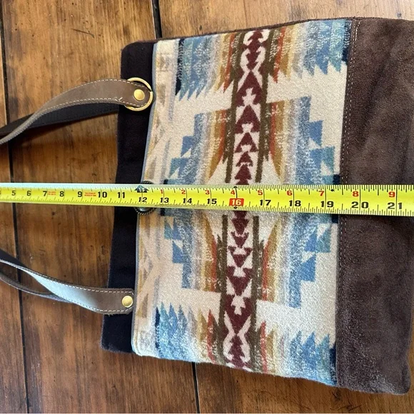 Pendleton Wool and Suede Purse Brown and Blue. hand made by Starry Gardens. - Picture 7 of 9